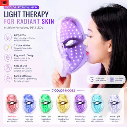 Facial Mask With Neck Red Light Therapy